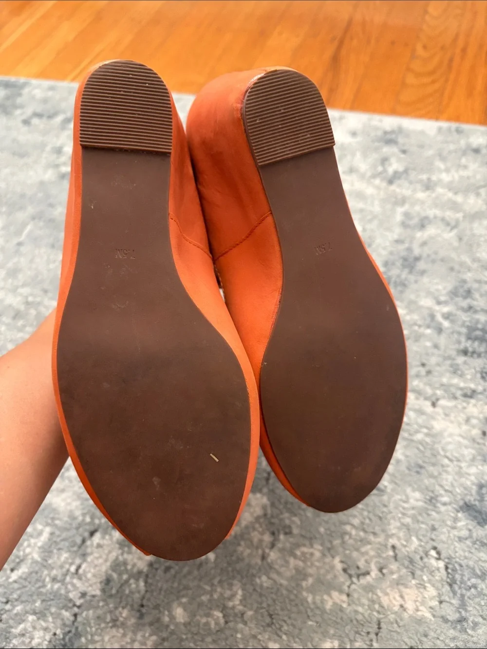 Jeffrey Campbell Regina Peep-toe Wedge, Orange, Women’s 7.5z
